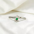 BlingbyAnvika 925 sterling silver floral bangle bracelet with green gemstone and cubic zirconia accents.