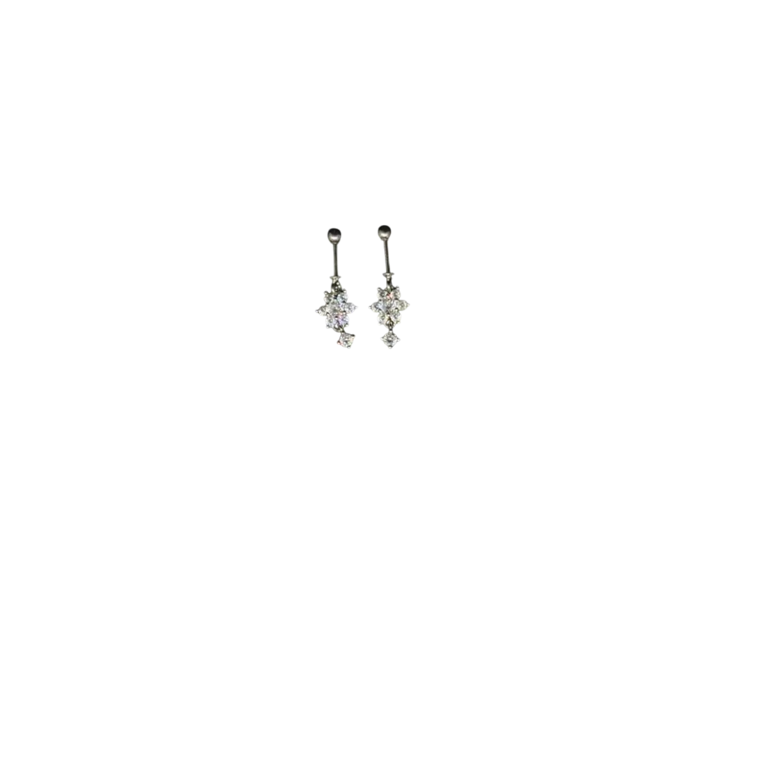 BlingbyAnvika 925 Sterling Silver Bugadi earrings with sparkling cubic zirconia flower design.