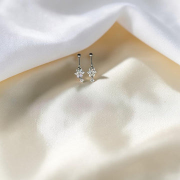BlingbyAnvika 925 Sterling Silver Bugadi earrings with sparkling cubic zirconia flower design.