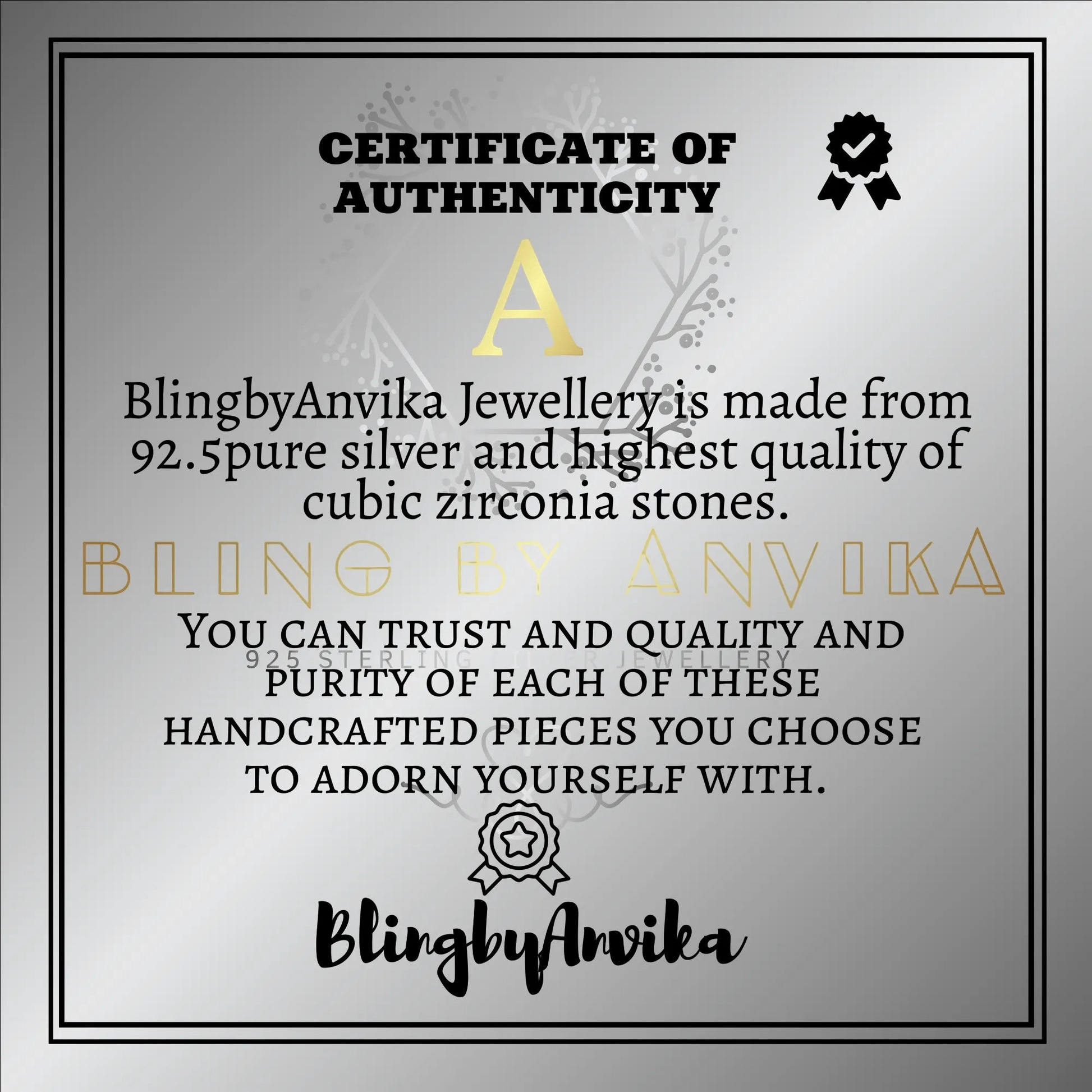 BlingbyAnvika 925 Sterling Silver Delicate Flower Dangle Bugadi earrings with cubic zirconia stones.