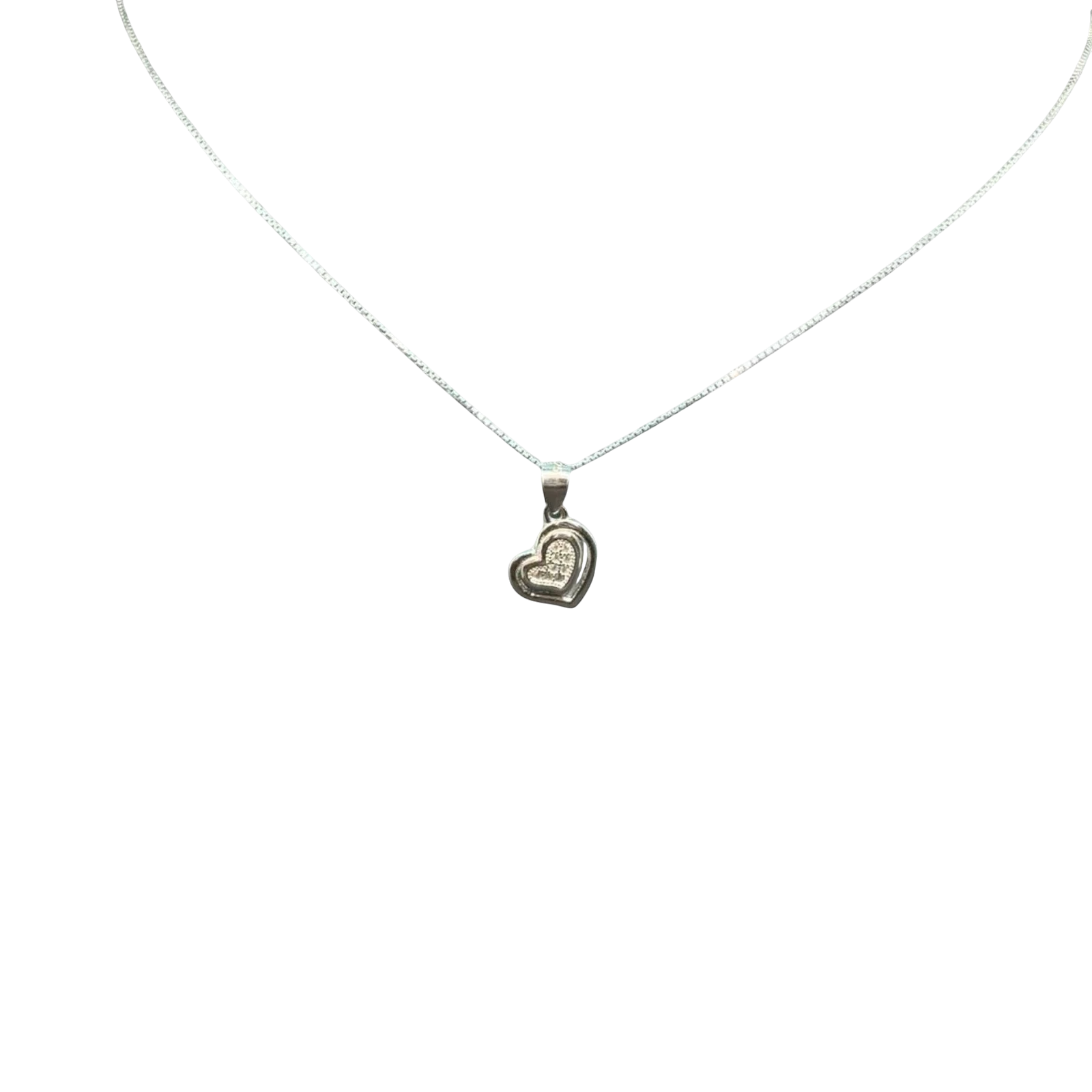 BlingbyAnvika 925 sterling silver heart pendant necklace with a delicate chain on a black background