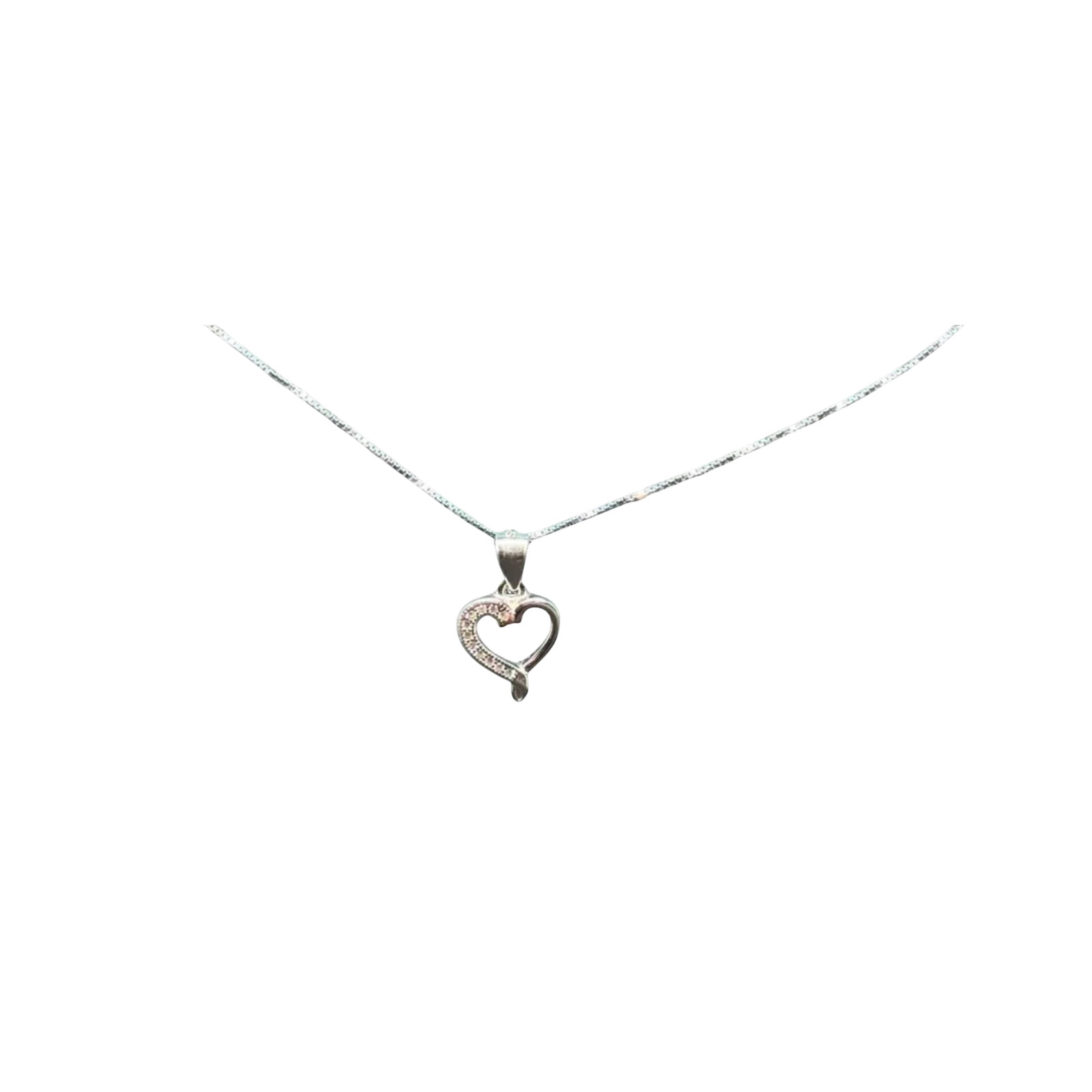 BlingbyAnvika 925 sterling silver heart pendant necklace with delicate chain and sparkling stone accents