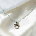BlingbyAnvika 925 sterling silver pendant necklace with a cute open-worked kitty face, bow, and cubic zirconia accents.
