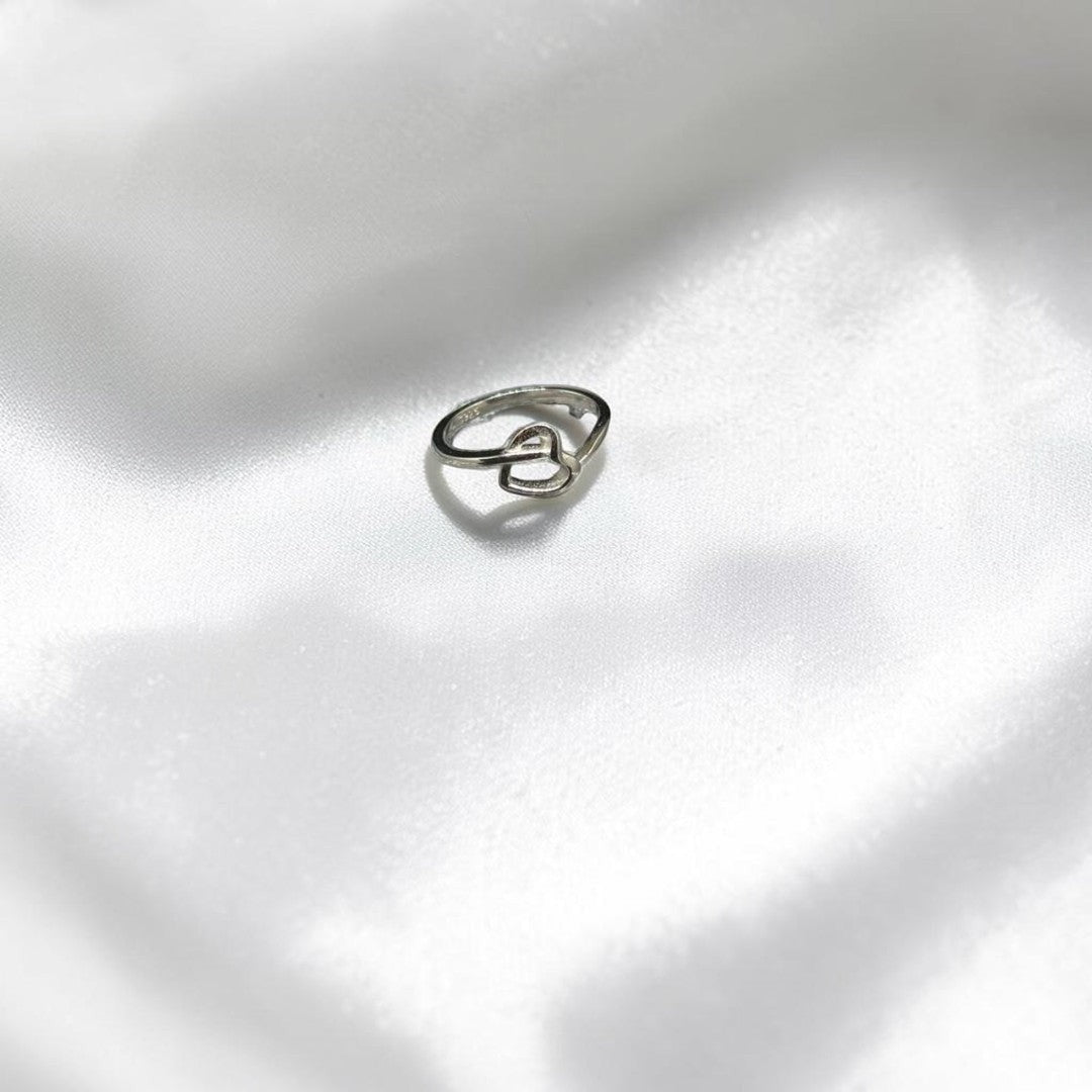 BlingbyAnvika delicate open heart ring in polished sterling silver. Minimalist, romantic design perfect for stacking.