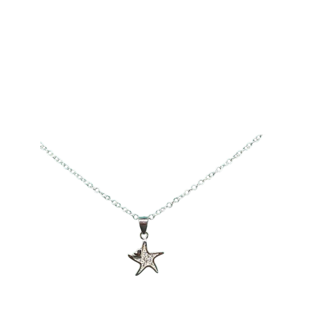 BlingbyAnvika 925 Sterling Silver Sparkling Star Pendant with cubic zirconia stones on a delicate chain.