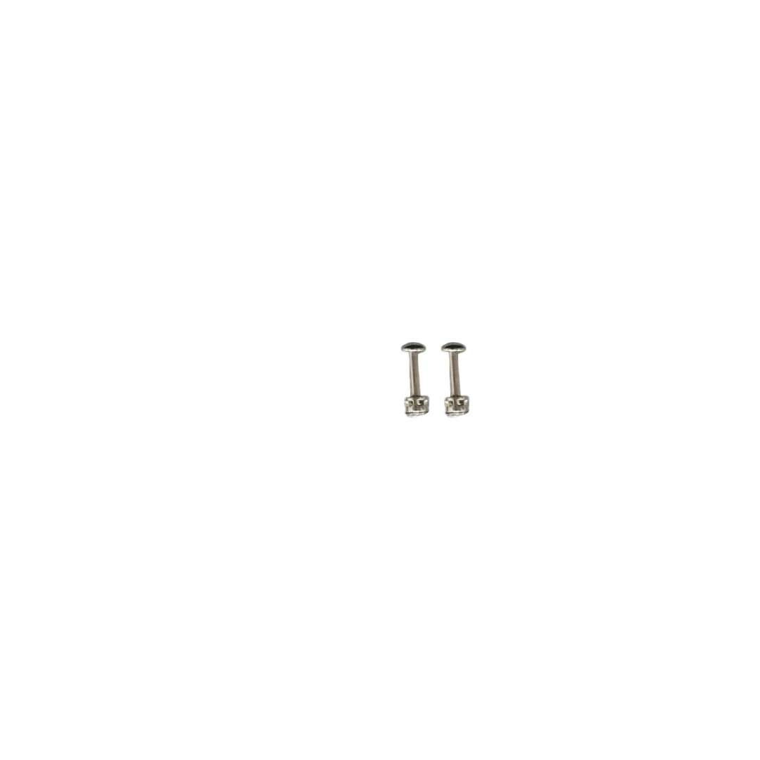BlingbyAnvika 925 sterling silver stud earrings with small white cubic zirconia stones and secure screw-back closure.