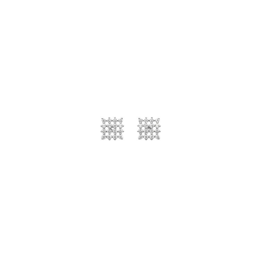 BlingbyAnvika square stud earrings crafted from 925 sterling silver with sparkling AAA-grade zircon stones.