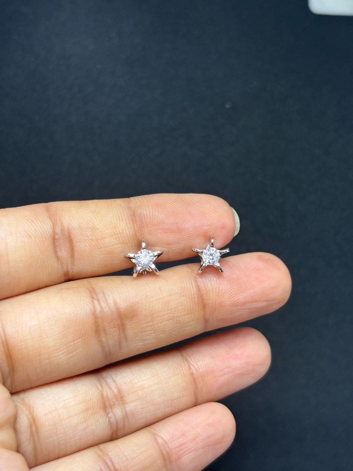 BlingbyAnvika 925 sterling silver star studs with AAA-grade zircon stones. Hypoallergenic and lightweight.