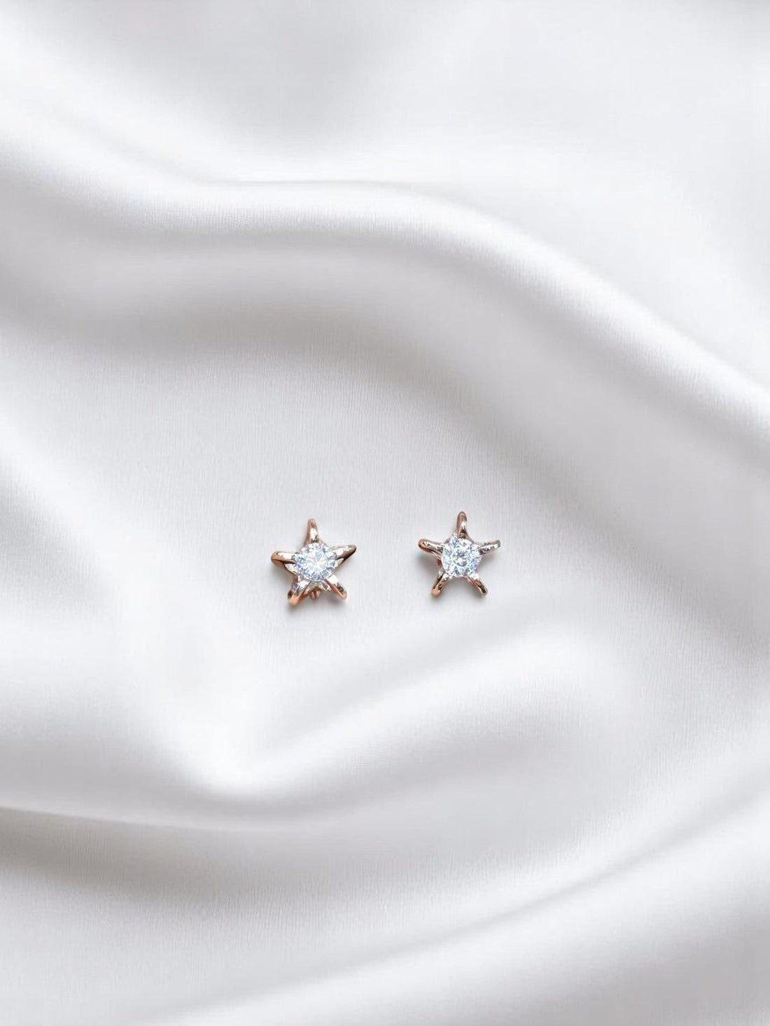 BlingbyAnvika 925 sterling silver star studs with AAA-grade zircon stones, rose gold tone, hypoallergenic.