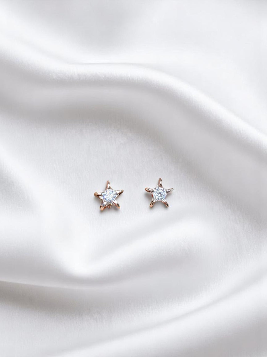 BlingbyAnvika 925 sterling silver star studs with AAA-grade zircon stones, rose gold tone, hypoallergenic.
