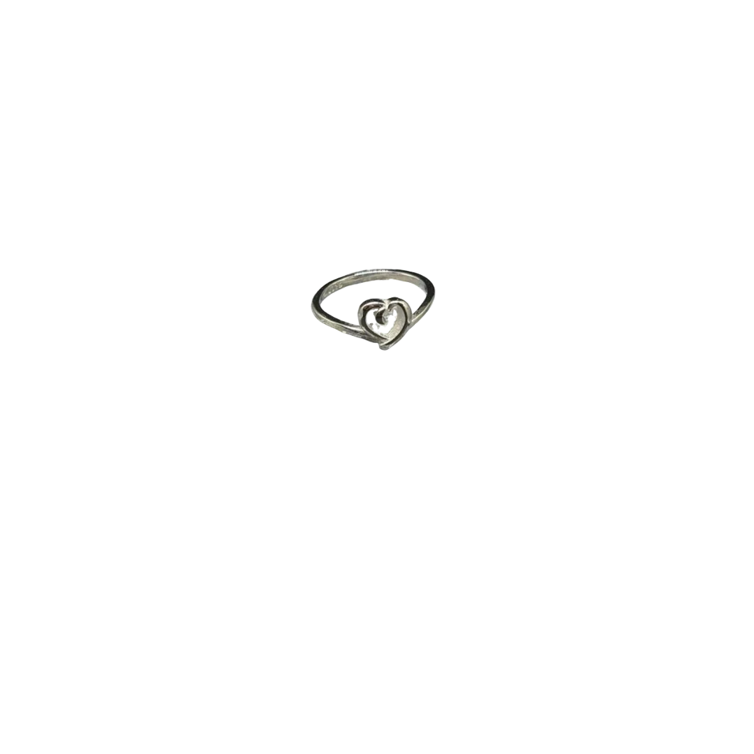 BlingbyAnvika sterling silver open heart ring, delicate minimalist design, polished finish, symbolizes love.