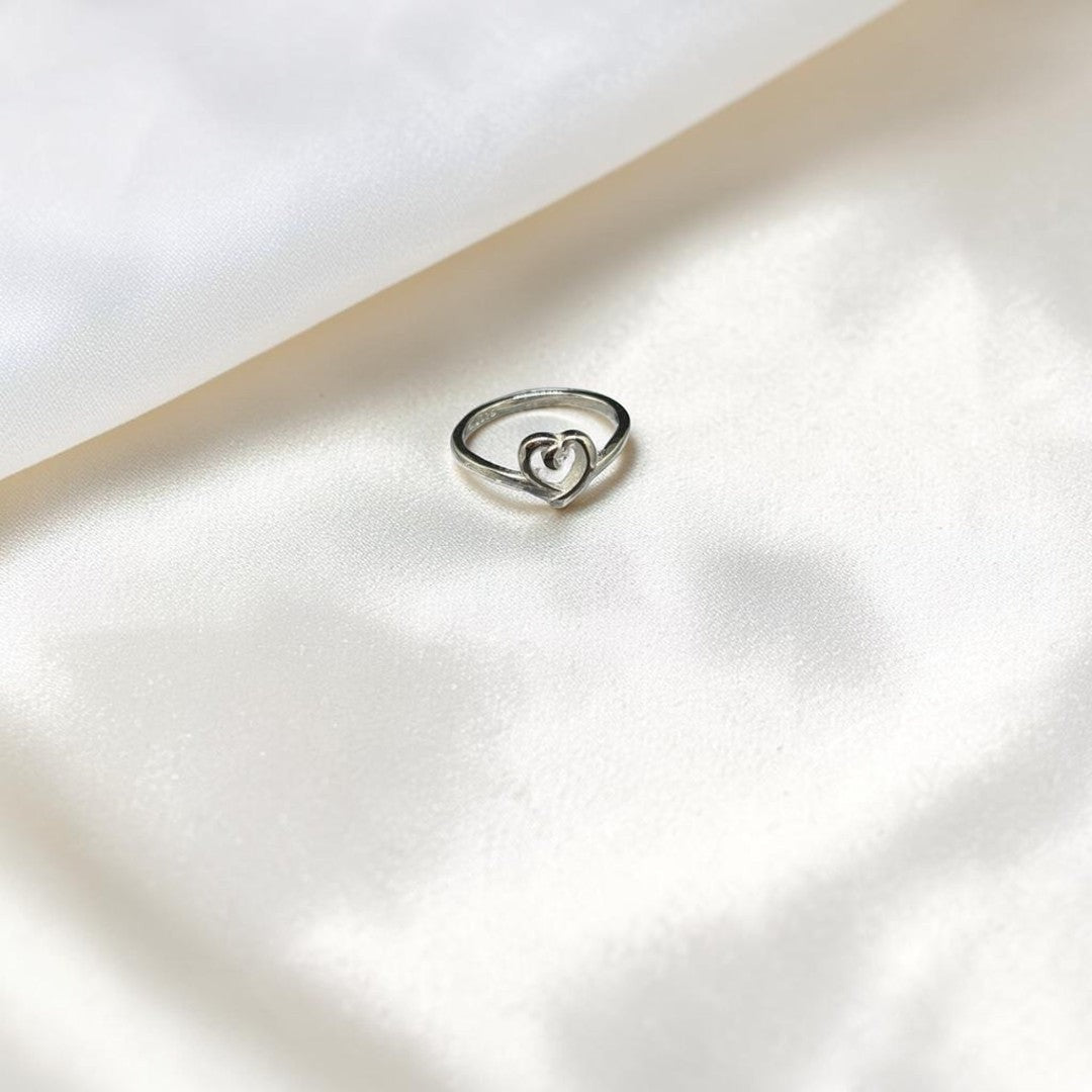 BlingbyAnvika sterling silver open heart ring, delicate and polished, perfect for everyday wear or gifting.