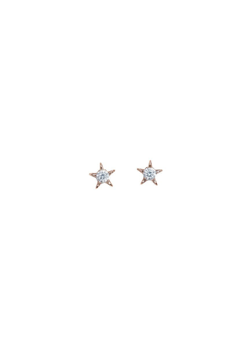 BlingbyAnvika 925 sterling silver star studs with AAA-grade zircon stones, rose gold tone, hypoallergenic.
