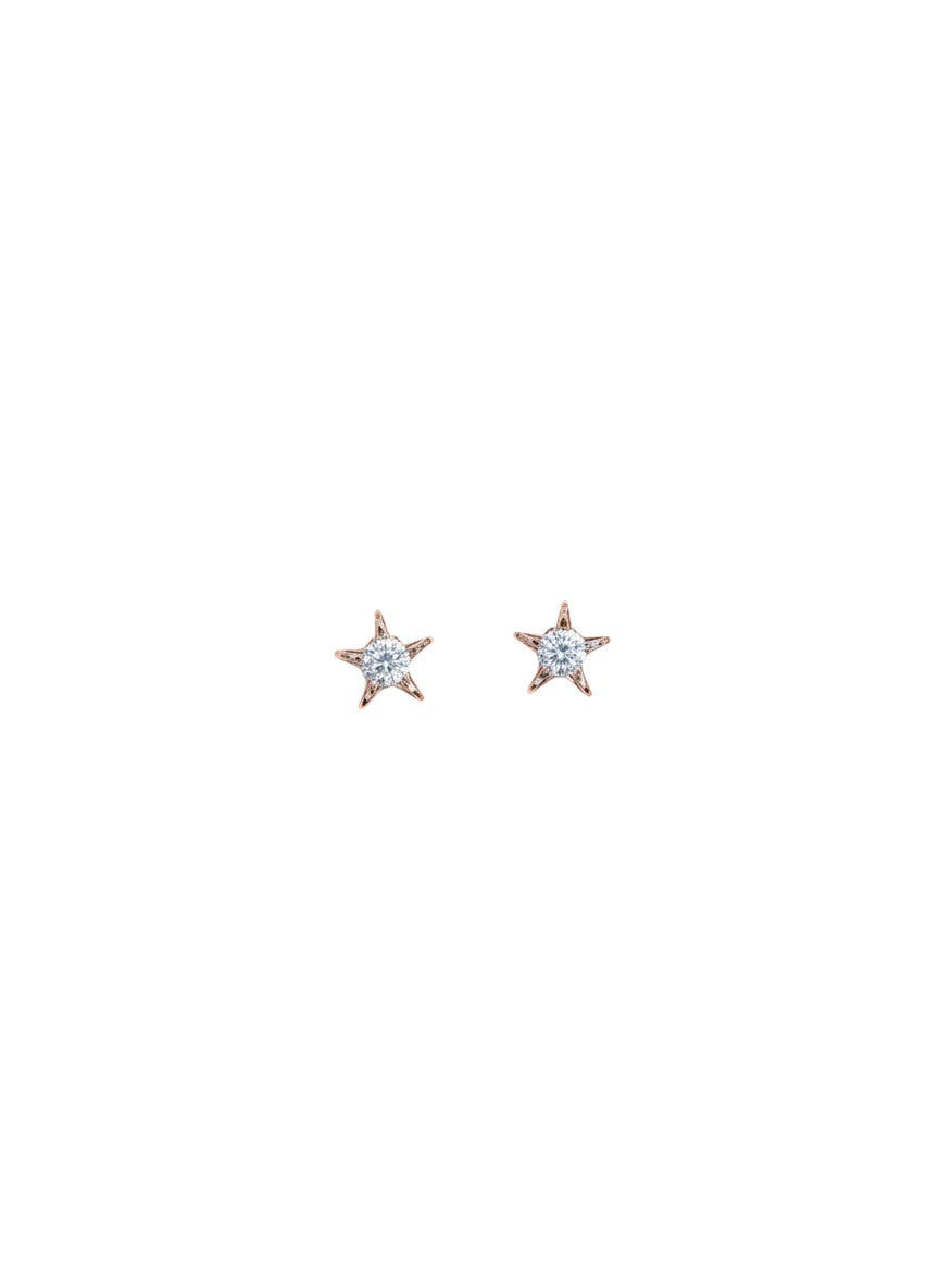 BlingbyAnvika 925 sterling silver star studs with AAA-grade zircon stones, rose gold tone, hypoallergenic.