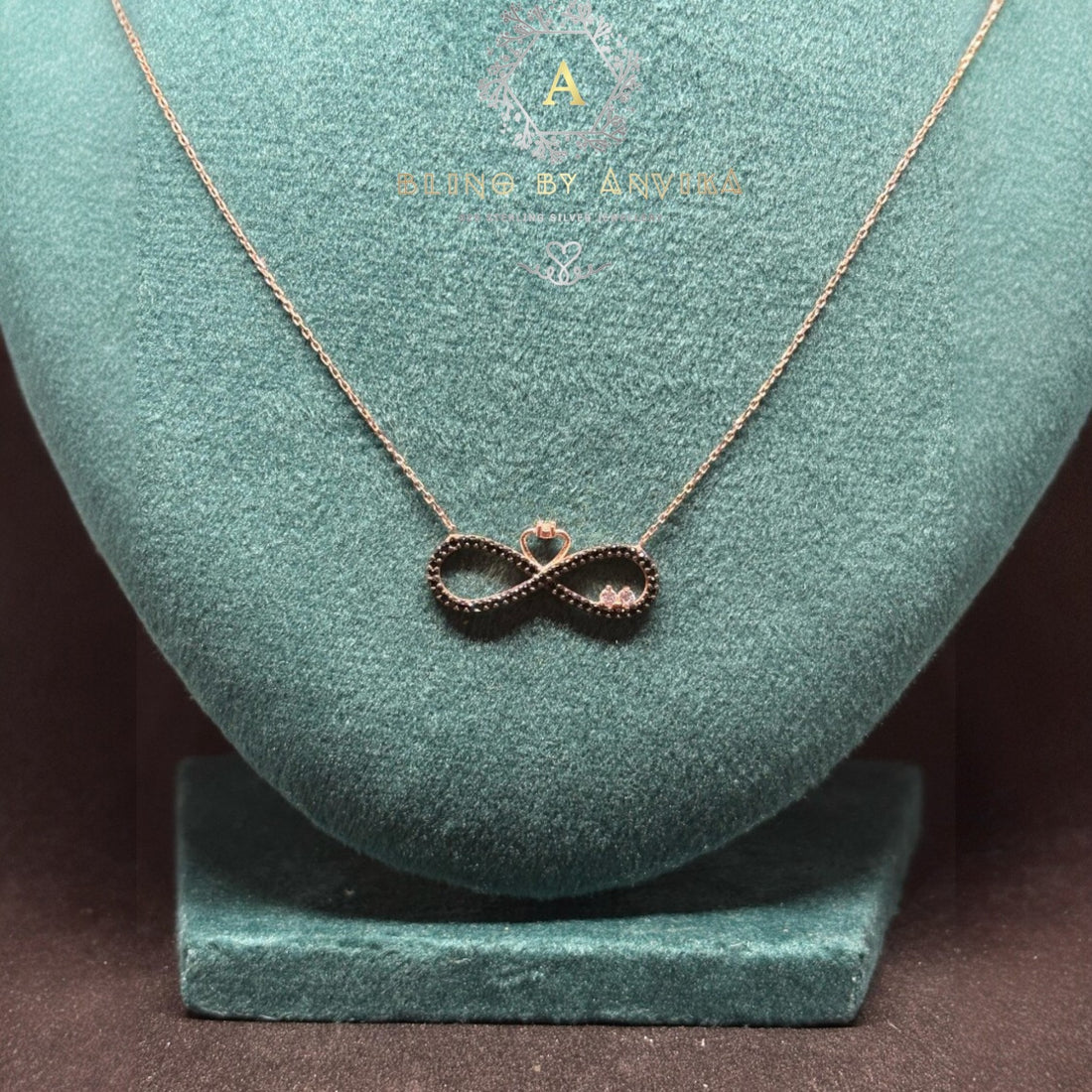 Silver 92.5 Rose Gold Plated Infinity Necklace