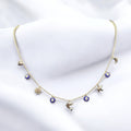 Protective 925 silver short necklace featuring a vibrant evil eye charm.